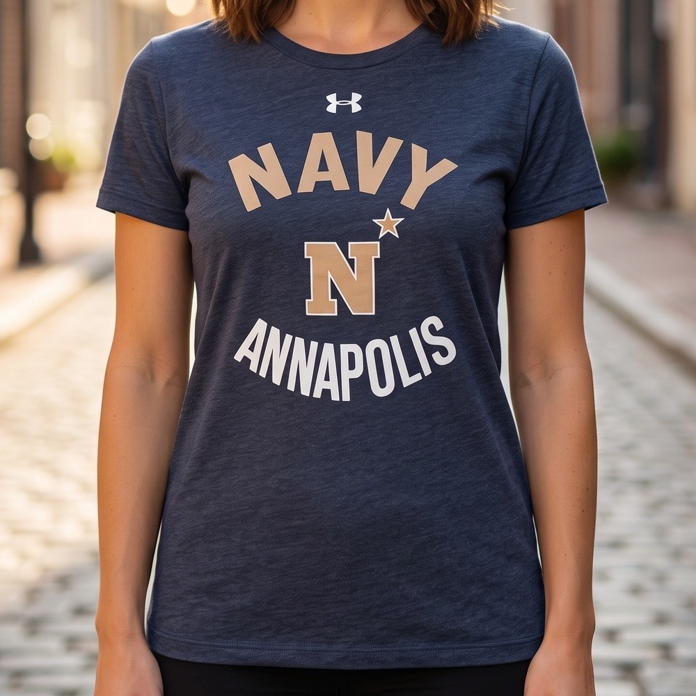 Under Armour Navy Annapolis Midshipmen HeatGear Heathered Graphic T-Shirt Navy